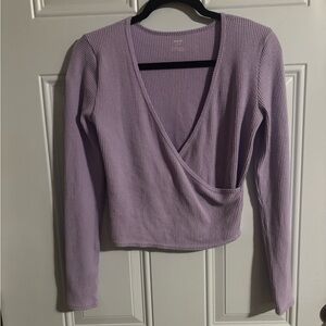 Aerie Lilac Long Sleeve Wrap Top